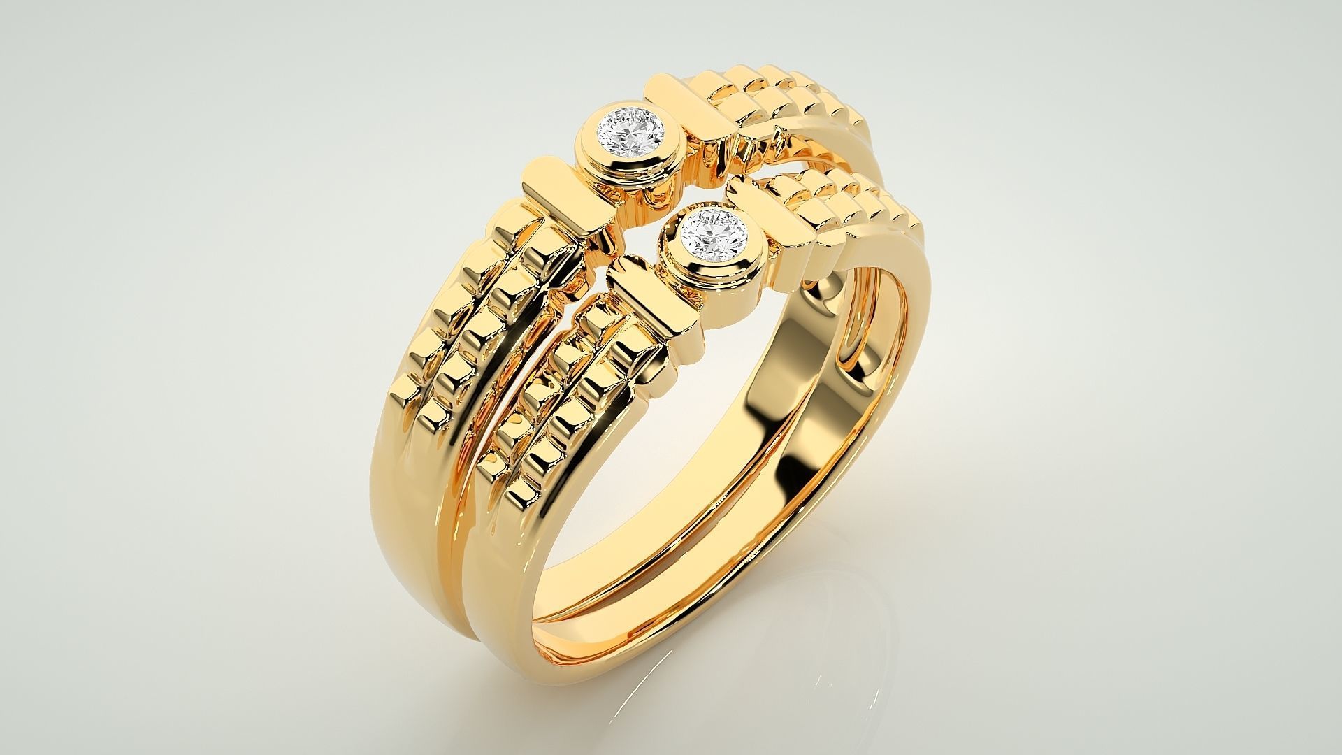 Solitaire Couple Band Ring 3dm stl render detail 3D print model_12