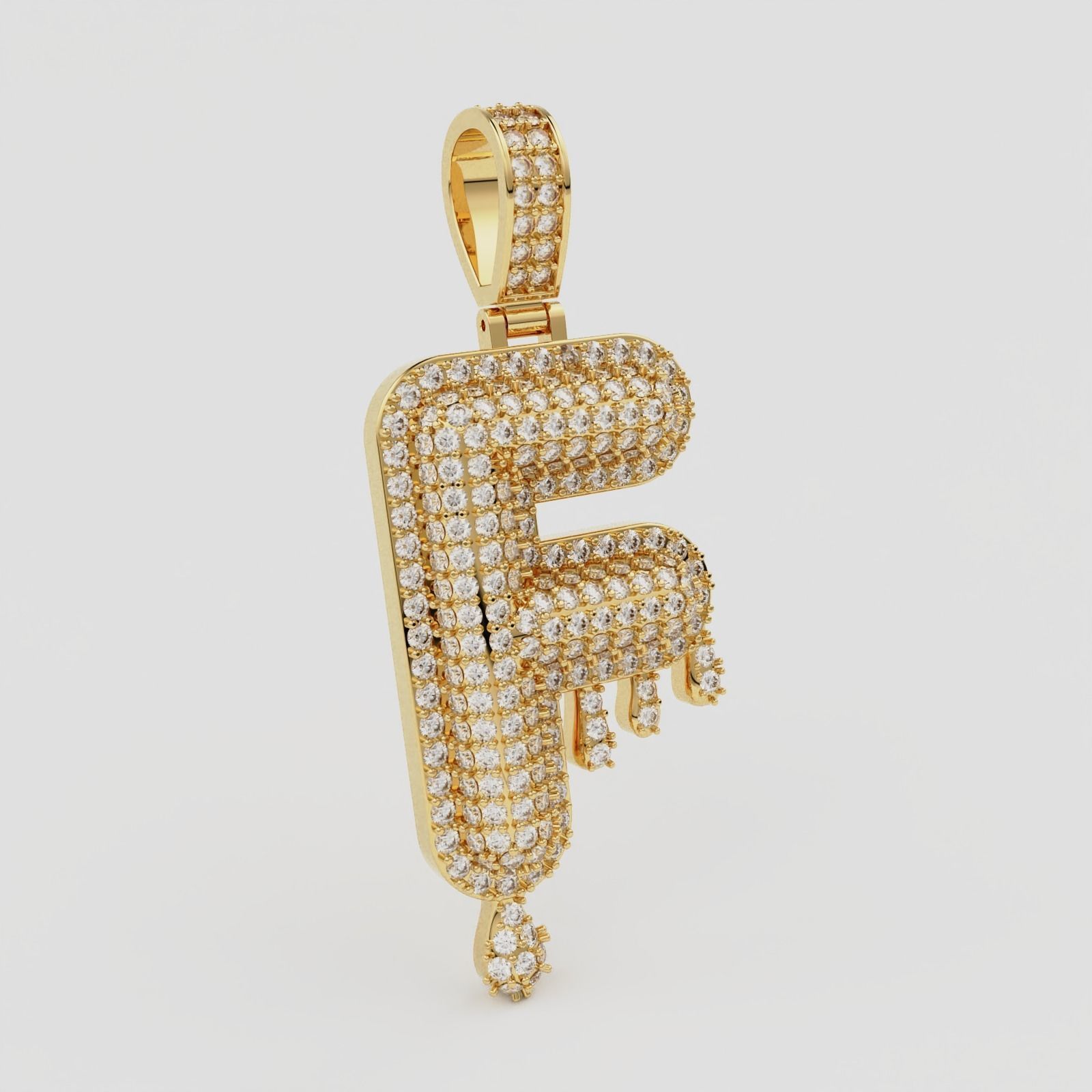 Bubble Letter F with Drip Pendant 3D print model_9
