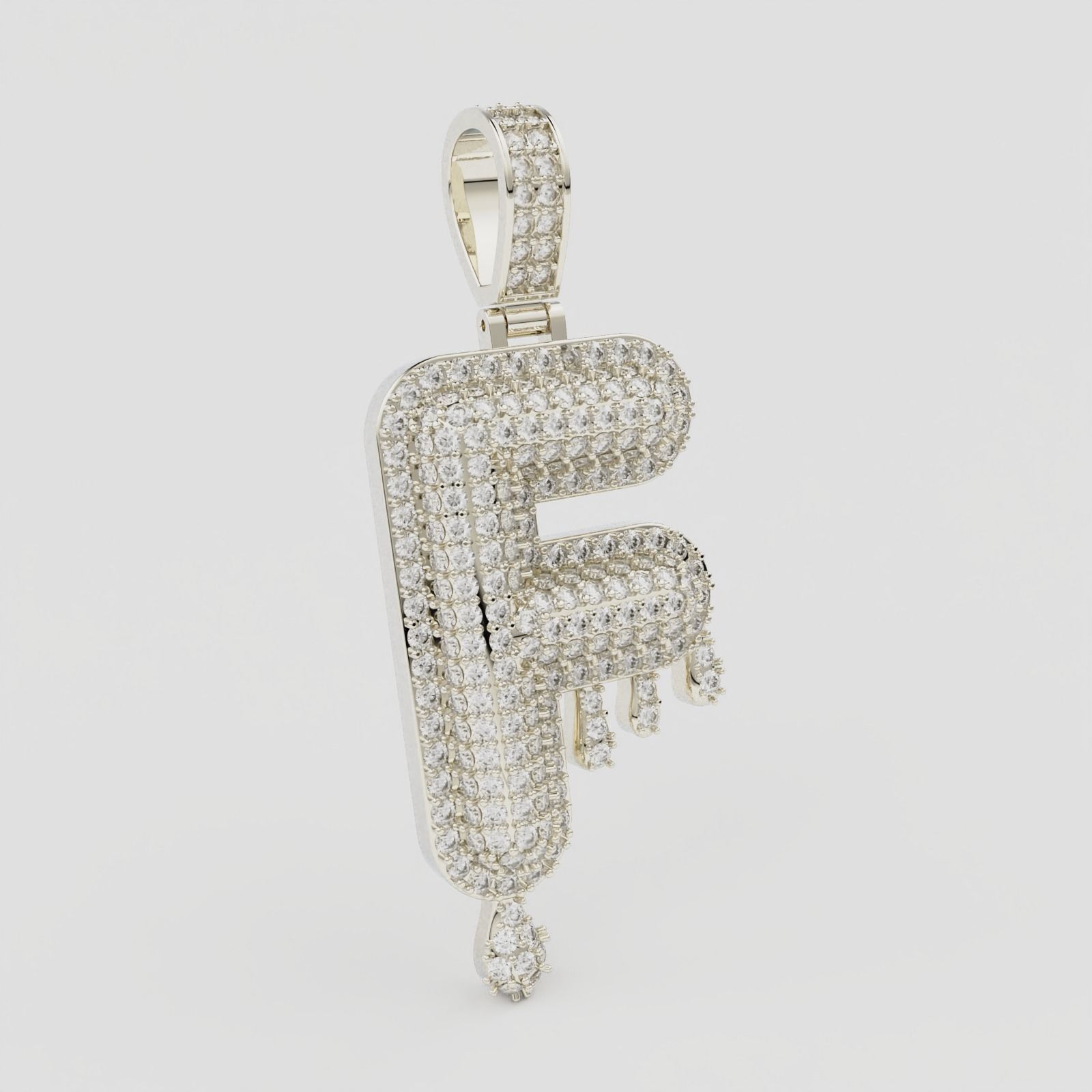 Bubble Letter F with Drip Pendant 3D print model_11