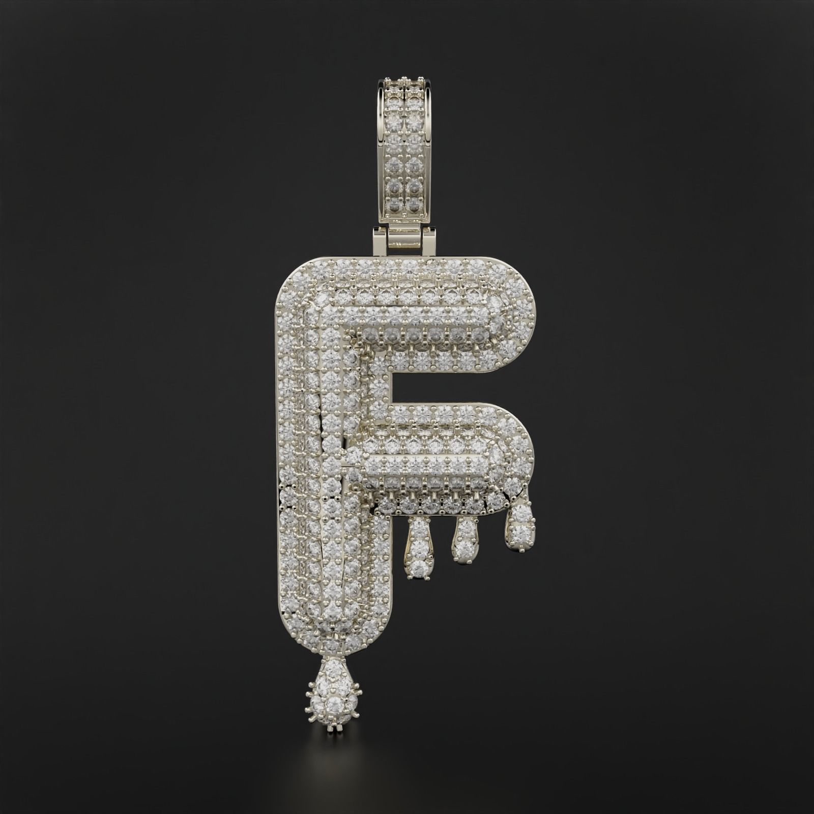 Bubble Letter F with Drip Pendant 3D print model_7