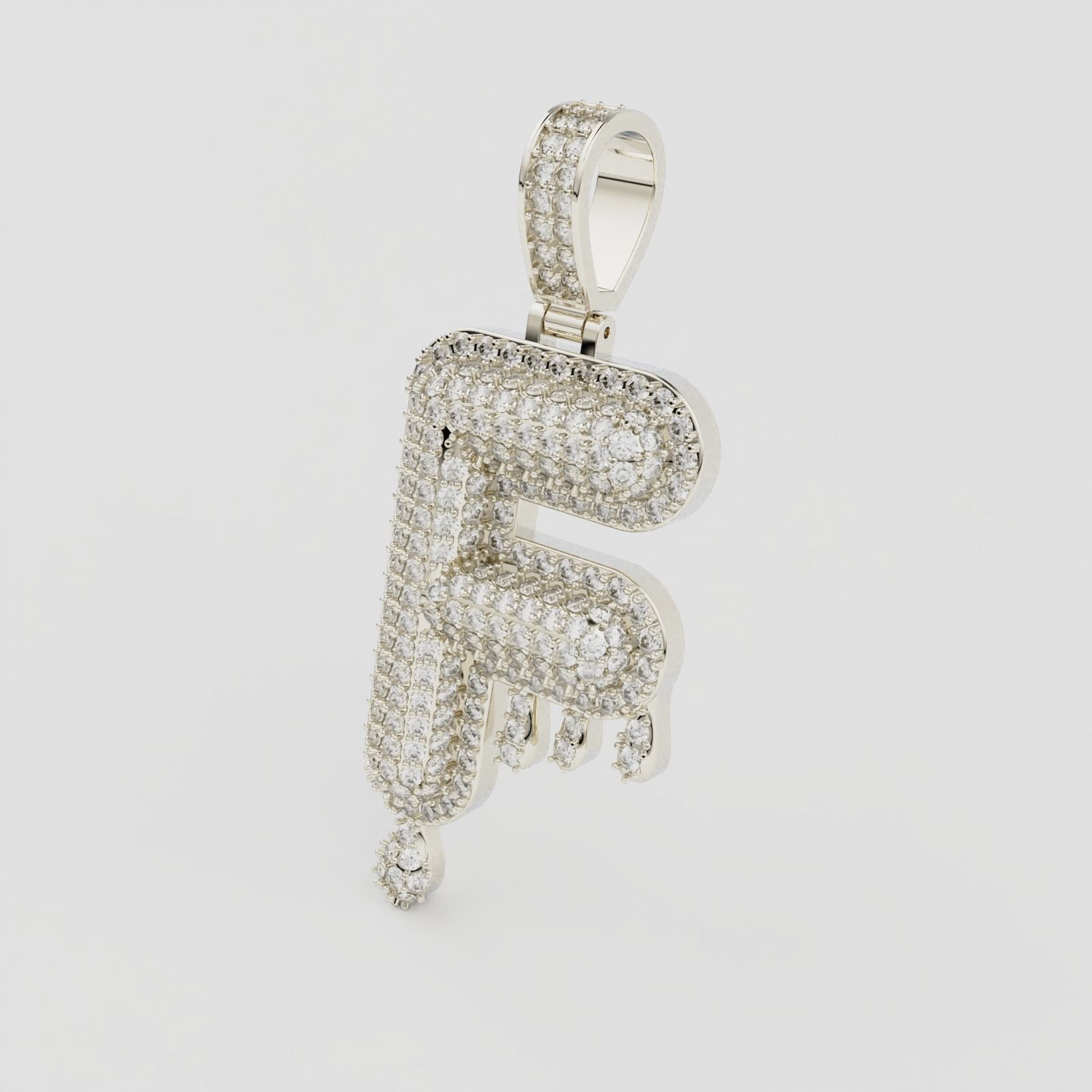 Bubble Letter F with Drip Pendant 3D print model_3