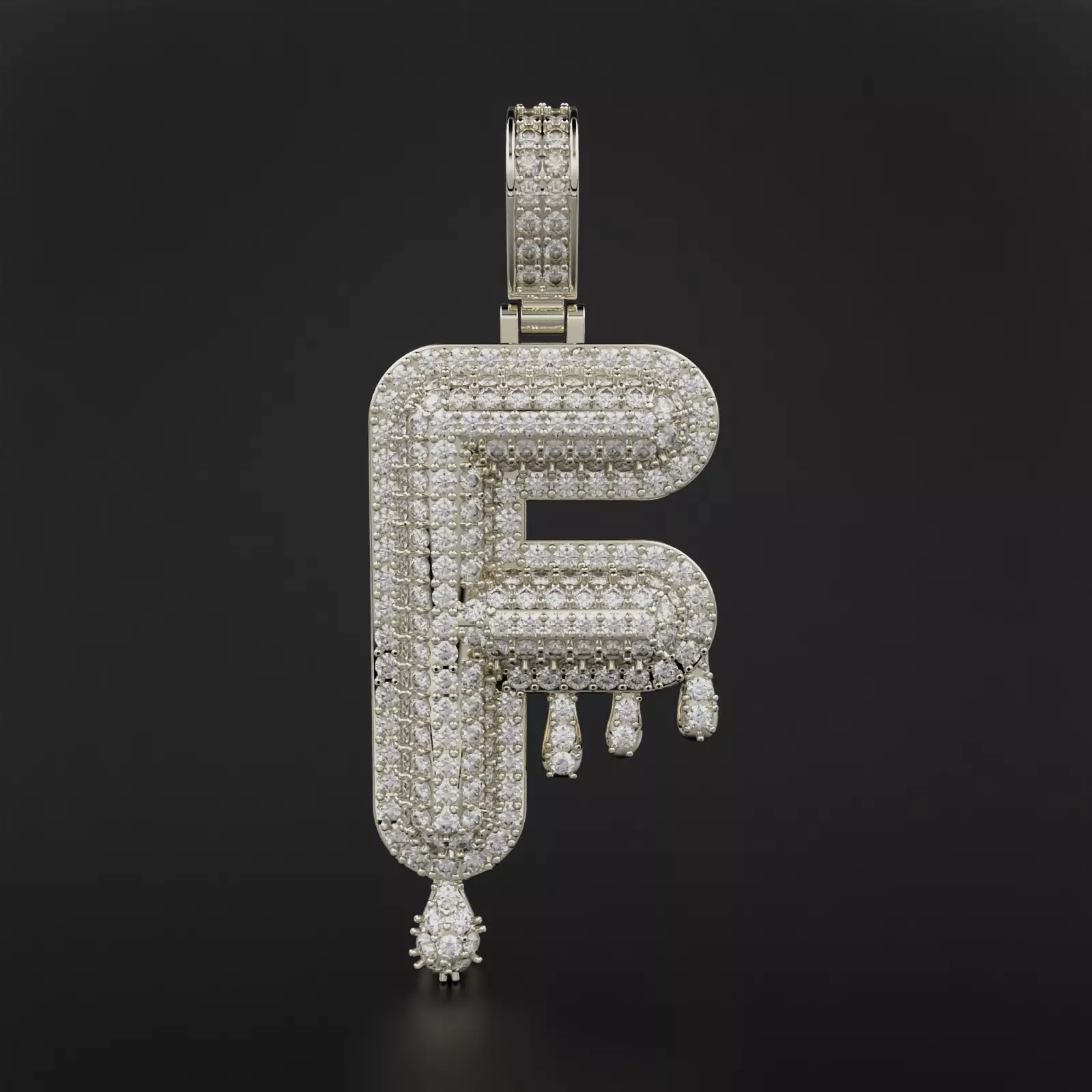Bubble Letter F with Drip Pendant 3D print model_0