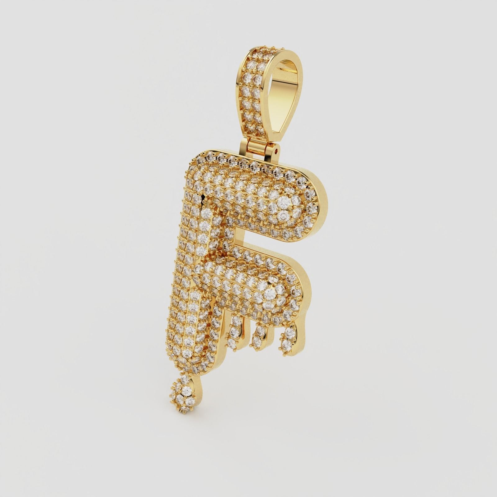 Bubble Letter F with Drip Pendant 3D print model_5