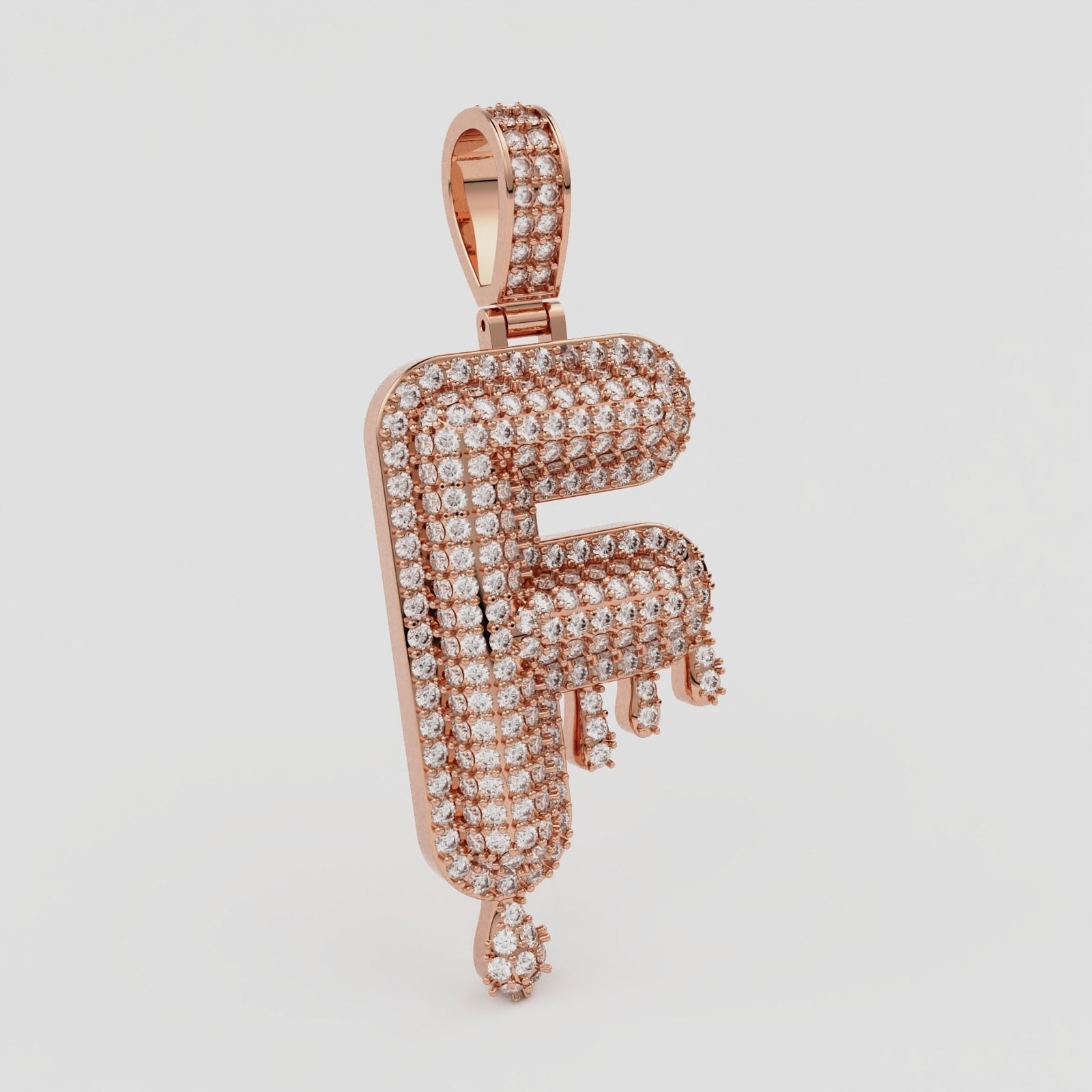Bubble Letter F with Drip Pendant 3D print model_6