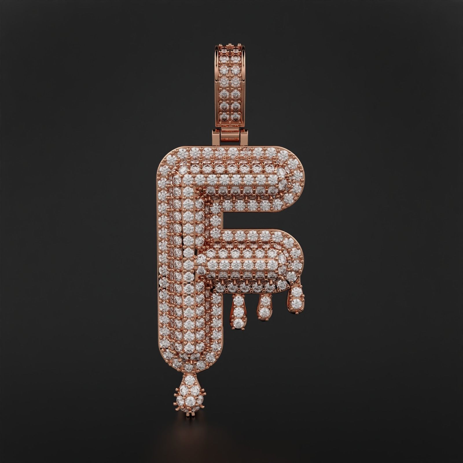 Bubble Letter F with Drip Pendant 3D print model_10