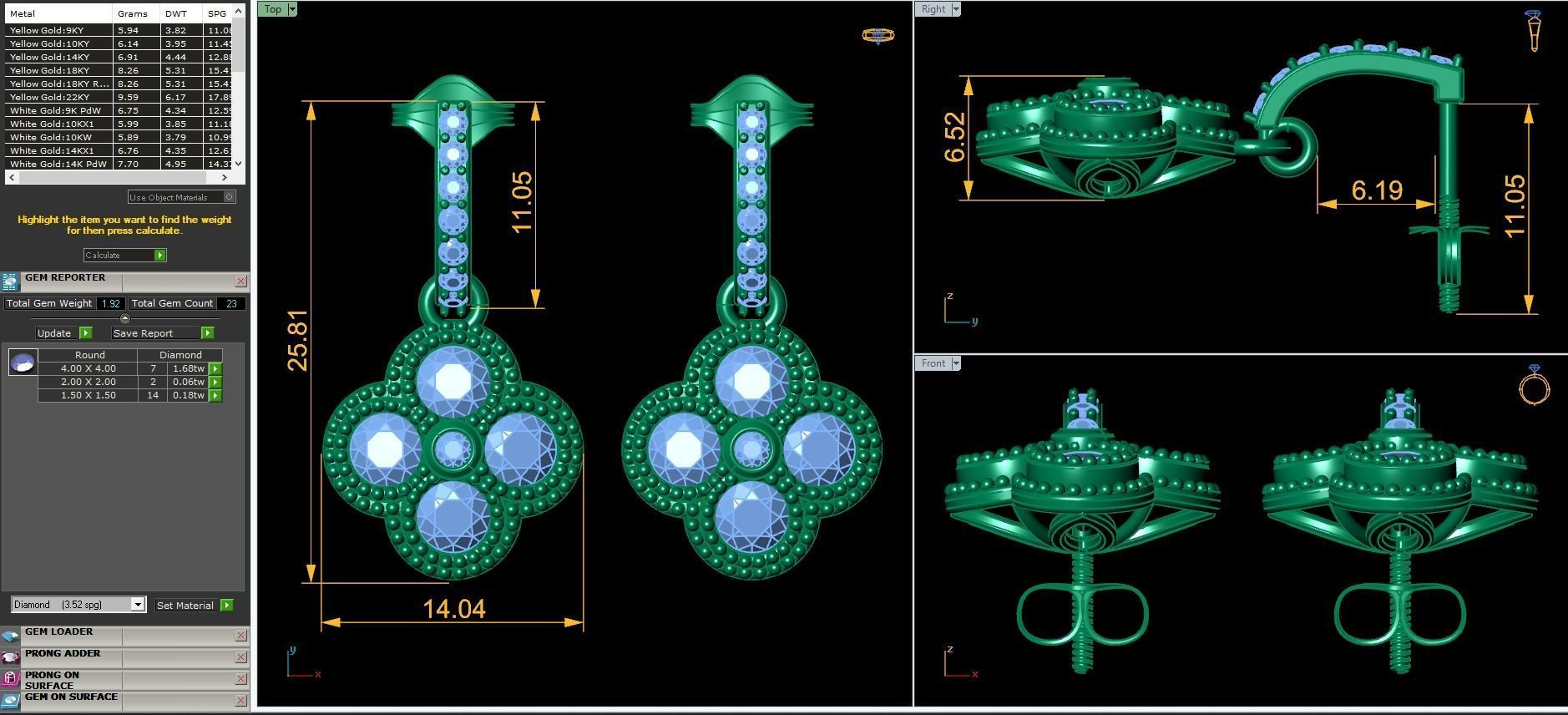Drop earring 3D print model_4