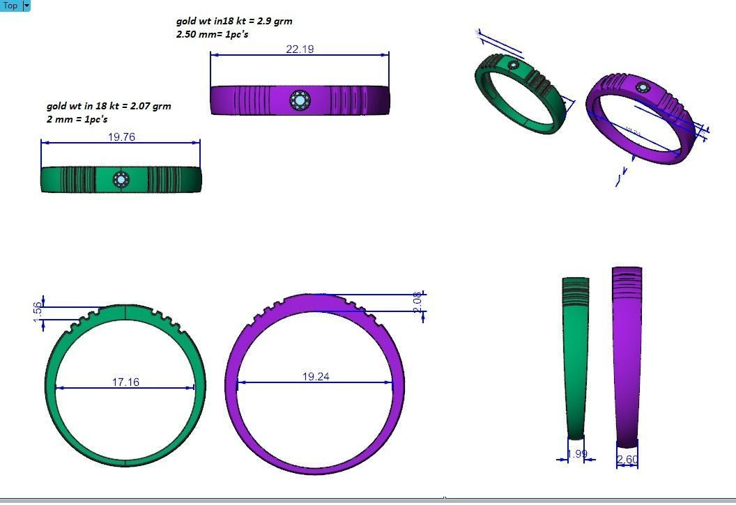 Solitaire Couple Band Ring 3dm stl render detail 3D print model_3