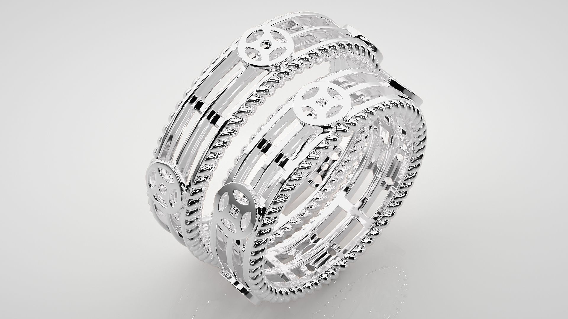 Plain Gold Couple Band Ring 3dm stl render detail 3D print model_8