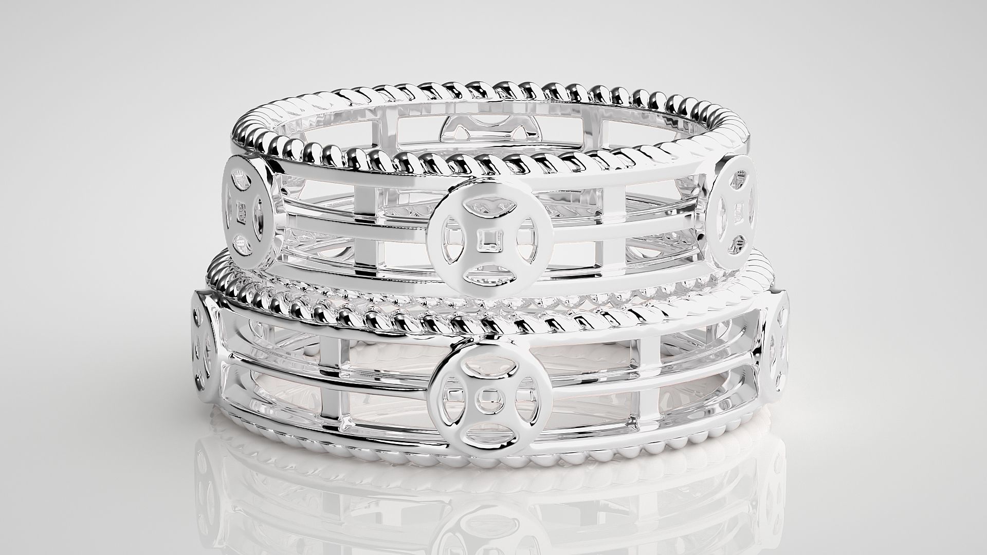 Plain Gold Couple Band Ring 3dm stl render detail 3D print model_7