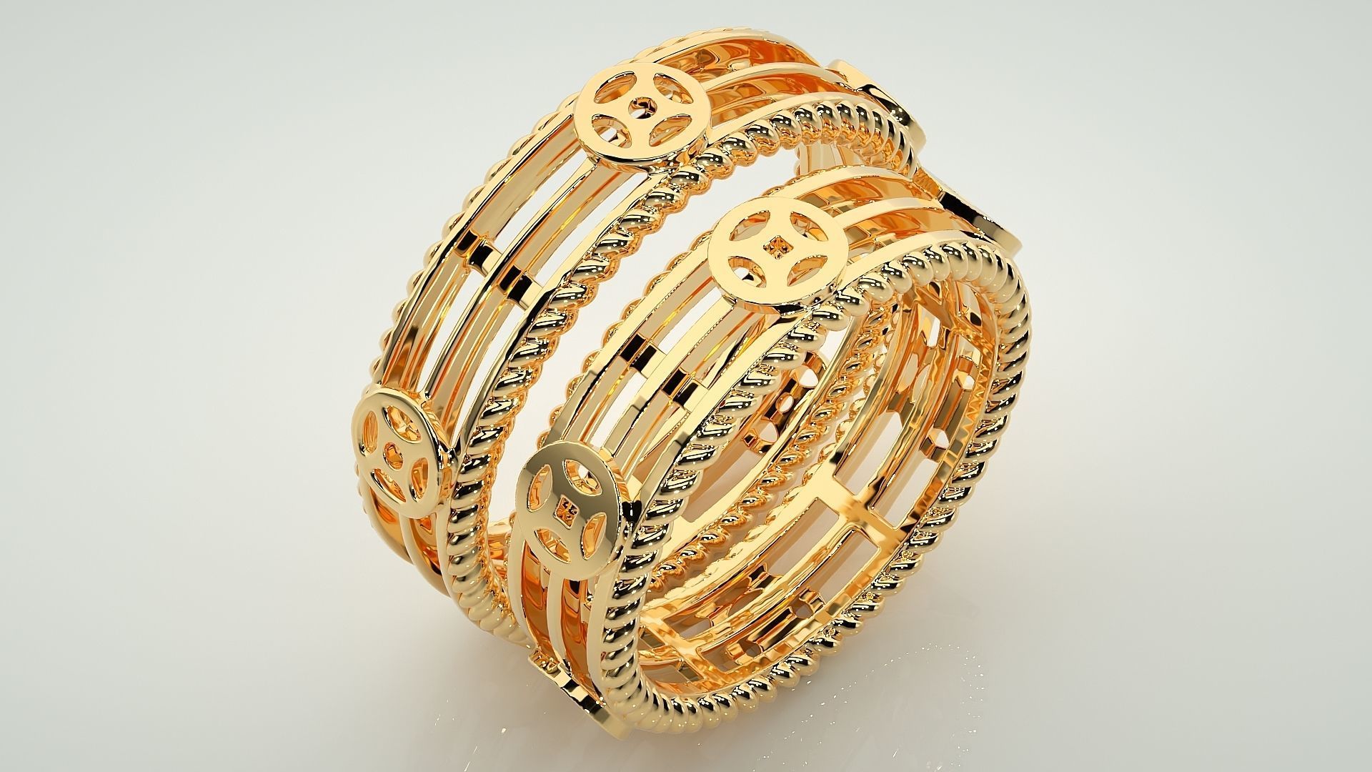 Plain Gold Couple Band Ring 3dm stl render detail 3D print model_12