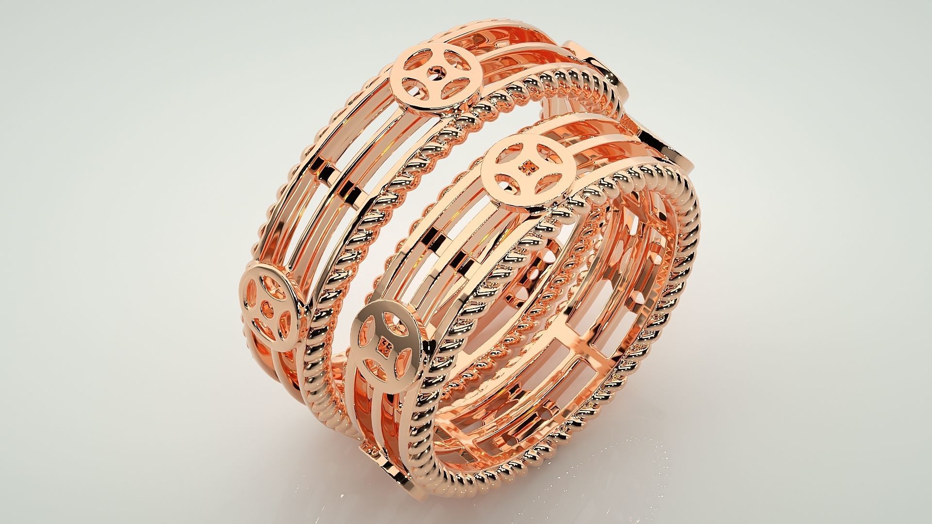 Plain Gold Couple Band Ring 3dm stl render detail 3D print model_4