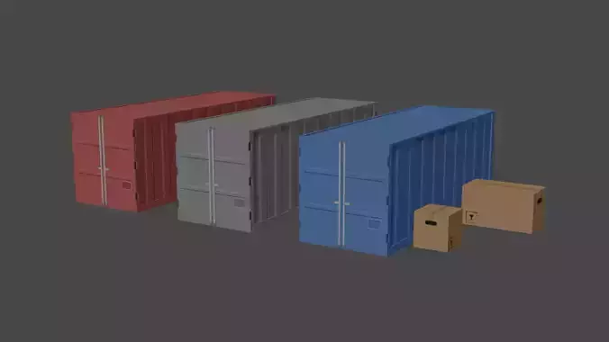 Containers Low Poly three shipping