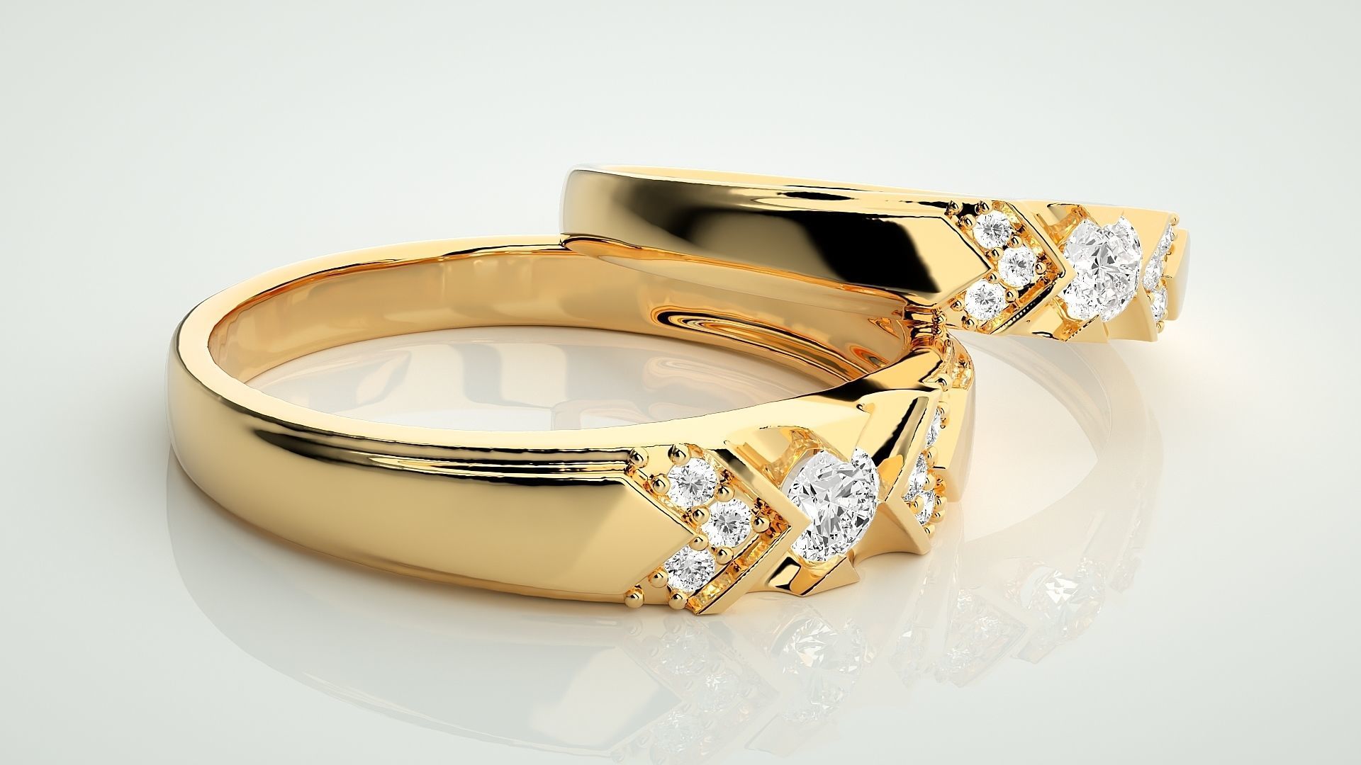 Solitaire X Couple Band Ring 3dm stl render detail 3D print model_10