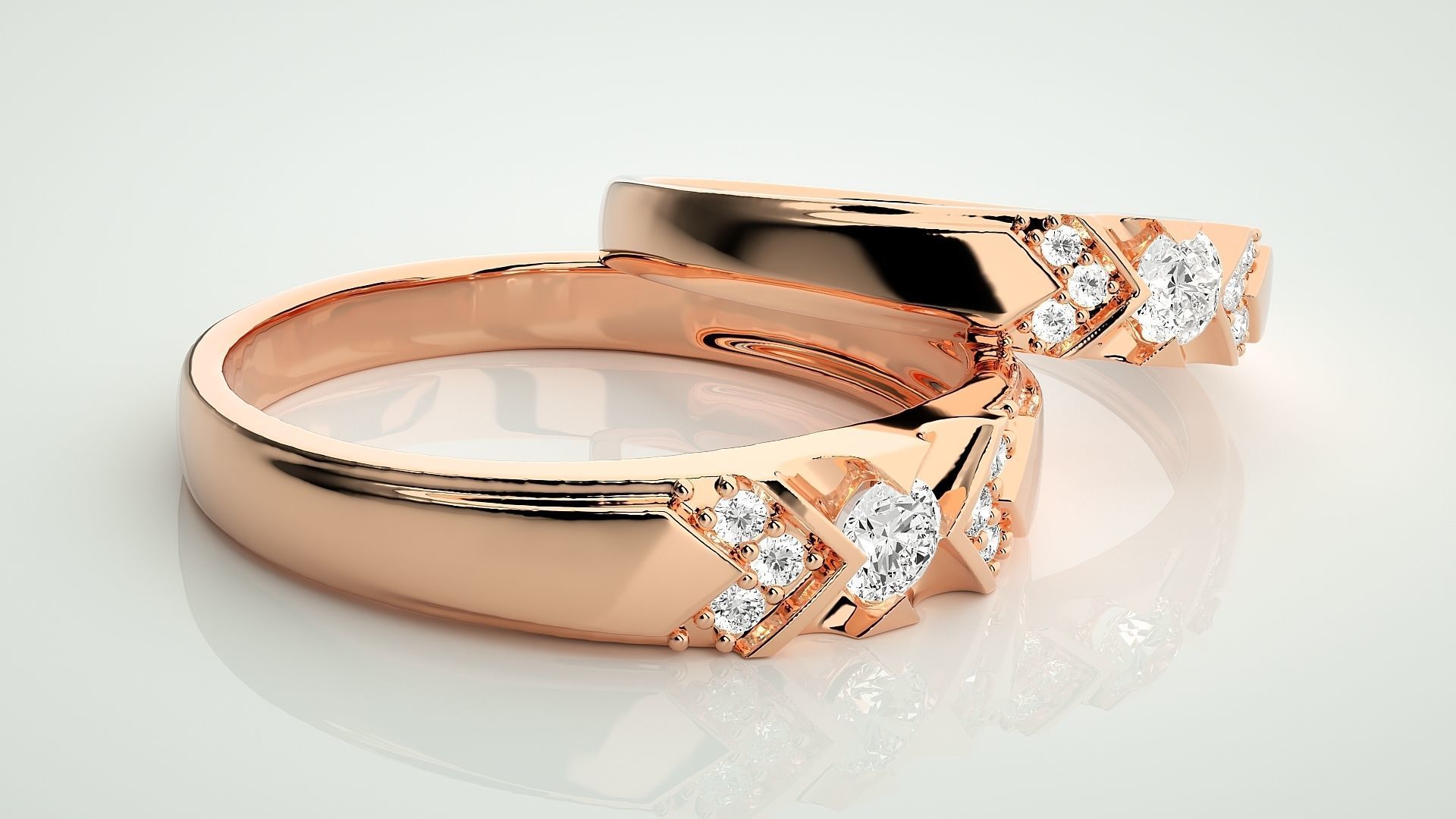 Solitaire X Couple Band Ring 3dm stl render detail 3D print model_1