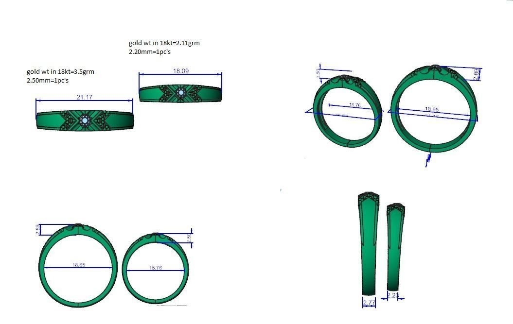 Solitaire X Couple Band Ring 3dm stl render detail 3D print model_3