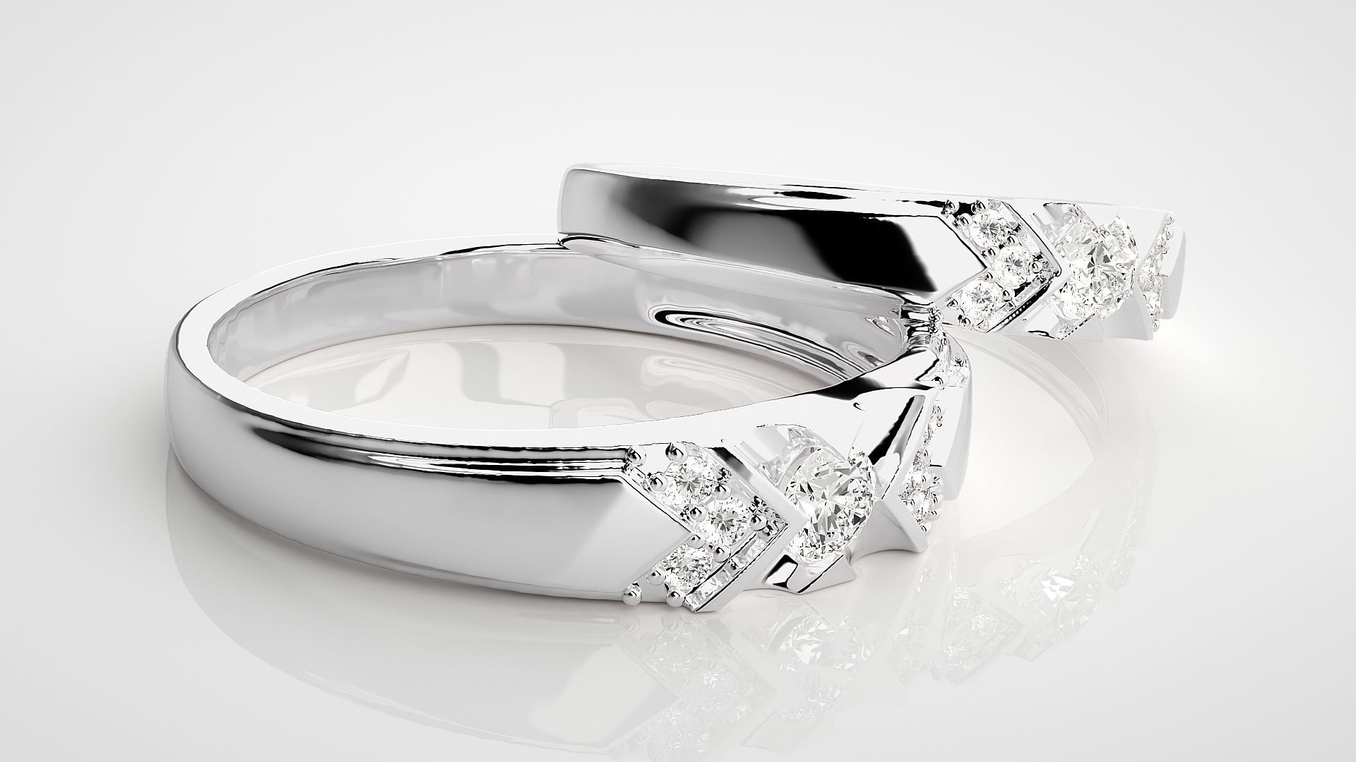 Solitaire X Couple Band Ring 3dm stl render detail 3D print model_6