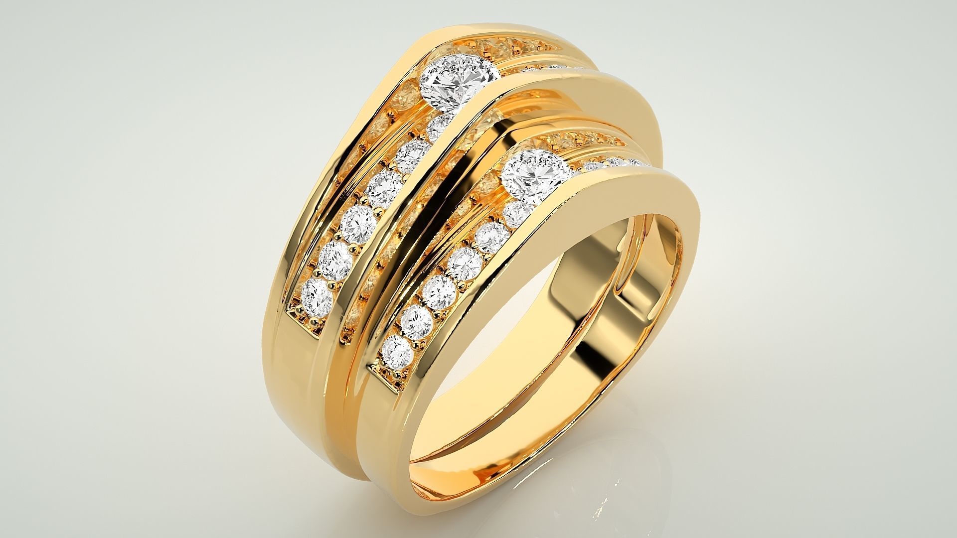 Solitaire Couple Band Ring 3dm stl render detail 3D print model_12