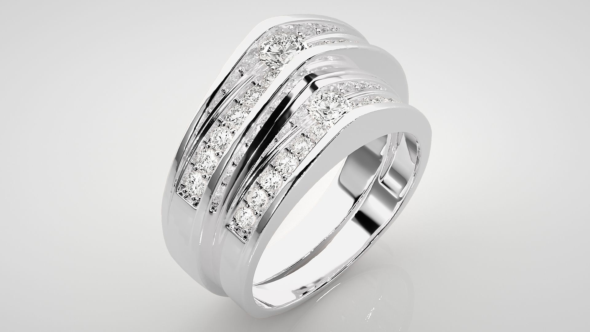 Solitaire Couple Band Ring 3dm stl render detail 3D print model_8