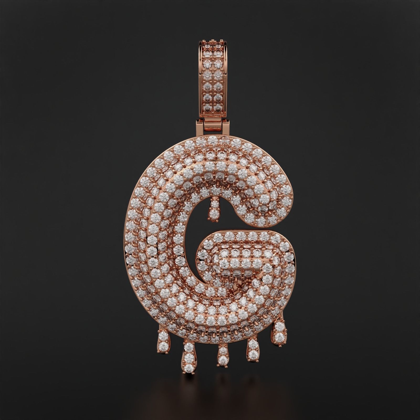 Bubble Letter G with Drip Pendant 3D print model_1