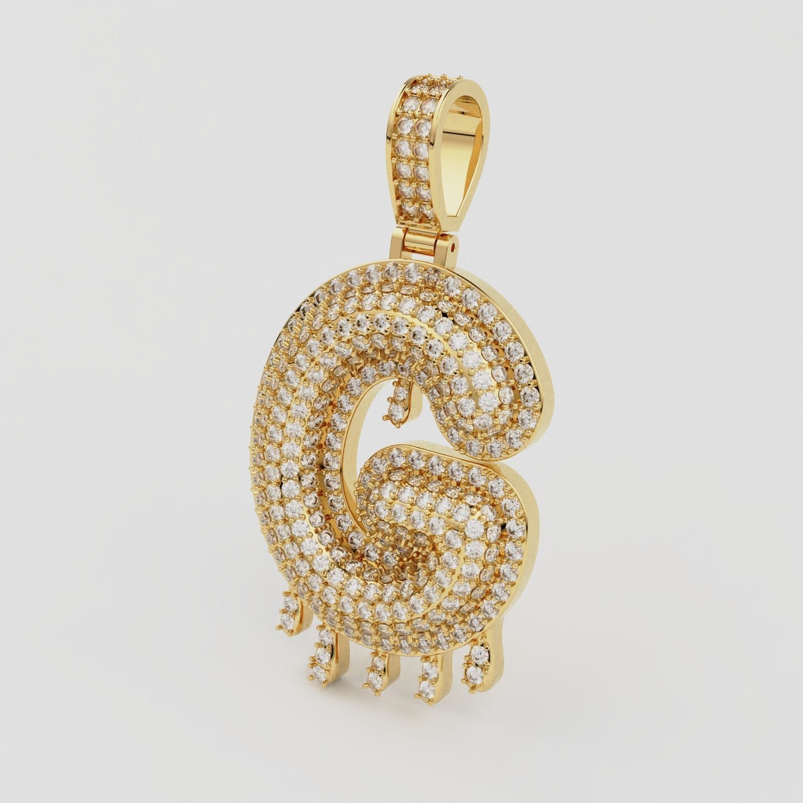 Bubble Letter G with Drip Pendant 3D print model_7