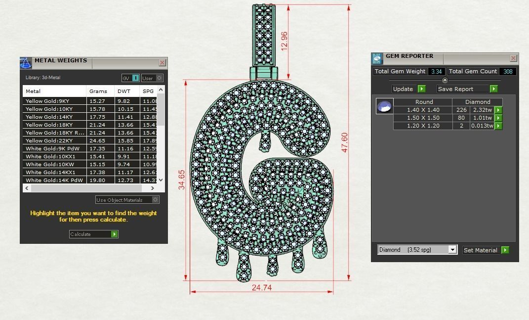 Bubble Letter G with Drip Pendant 3D print model_11