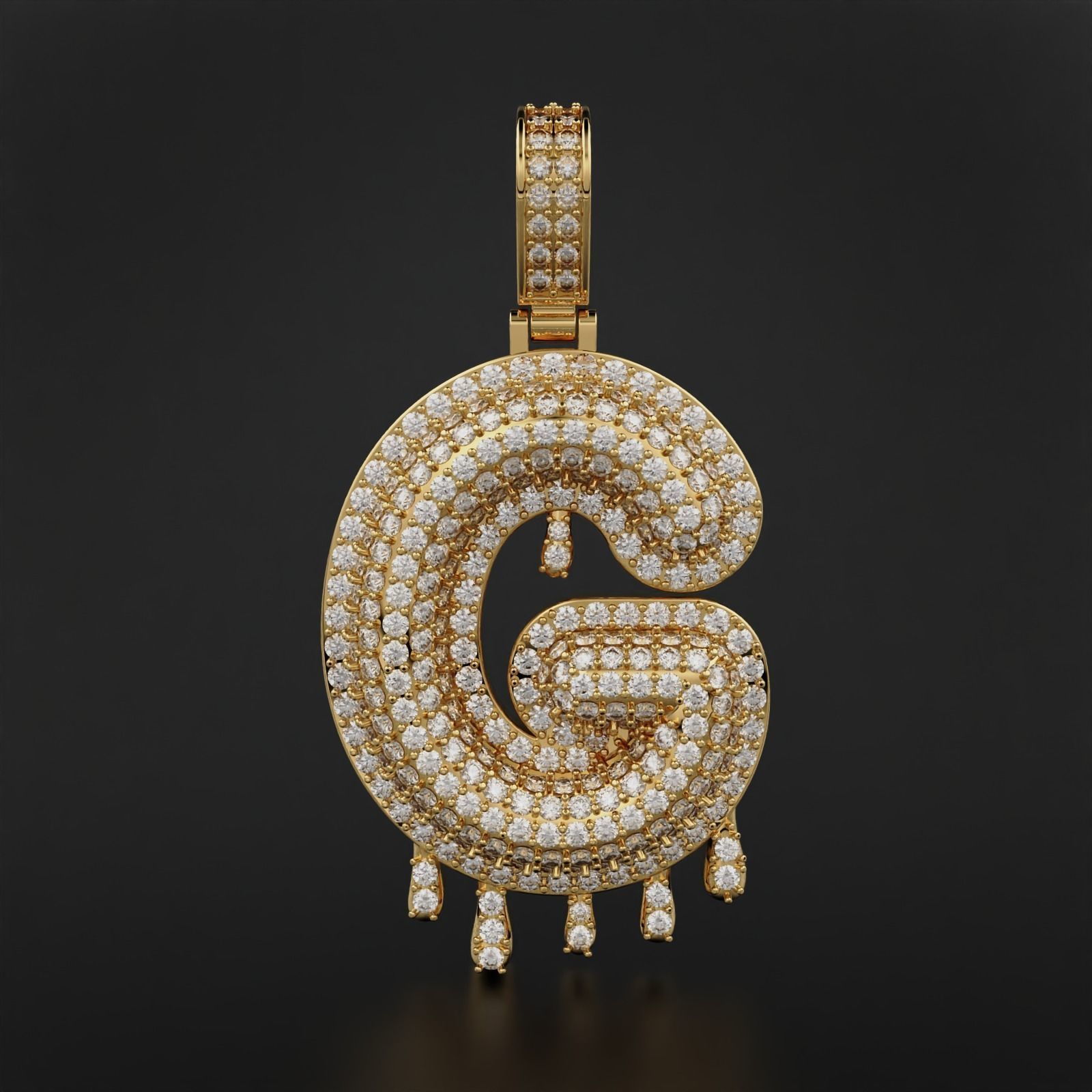 Bubble Letter G with Drip Pendant 3D print model_2