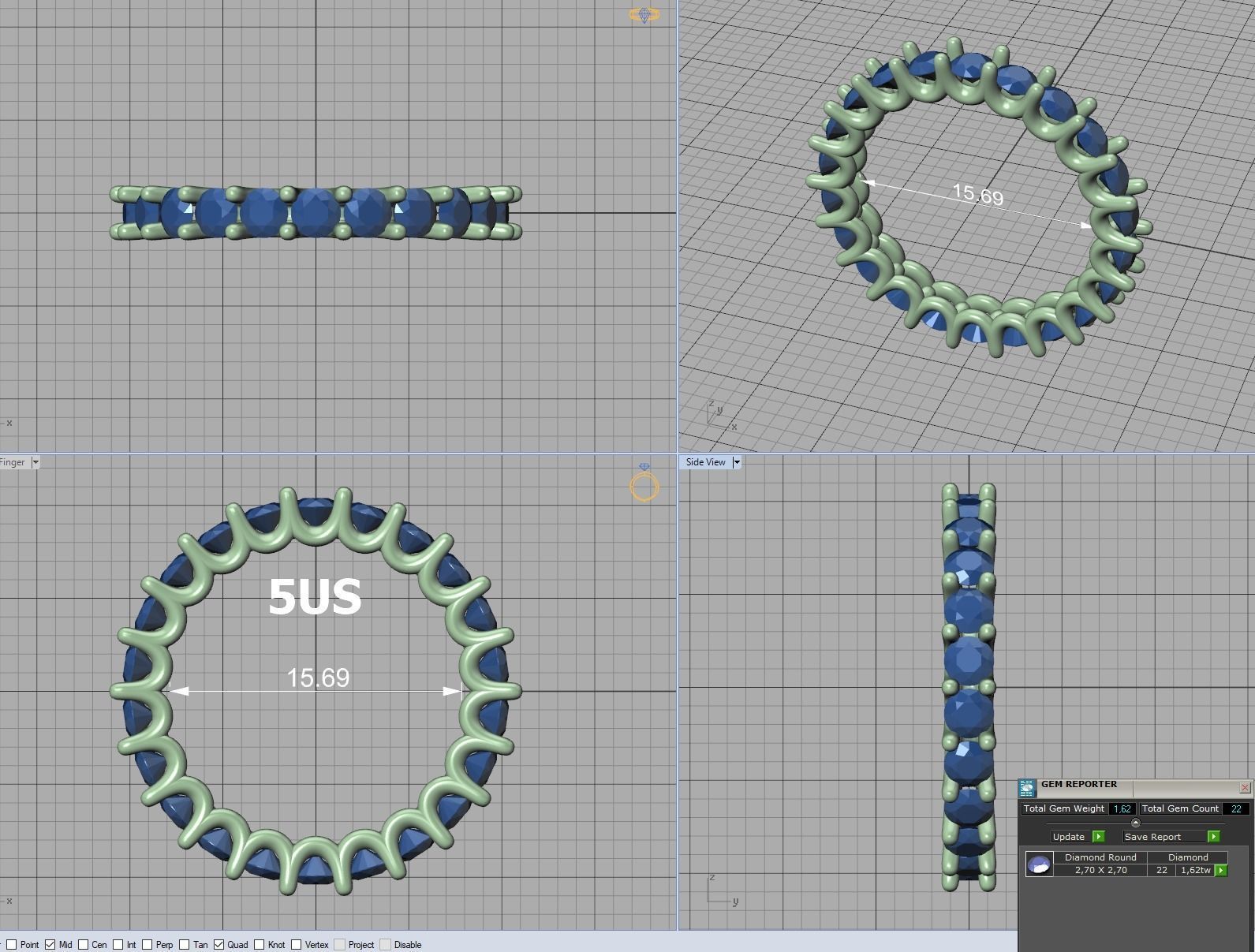 Eternity Diamond Ring  Shared-Claw Band 3dmodel 3D print model_22