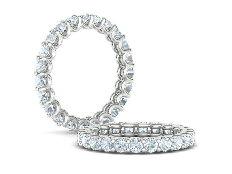Eternity Diamond Ring  Shared-Claw Band 3dmodel 3D print model_5