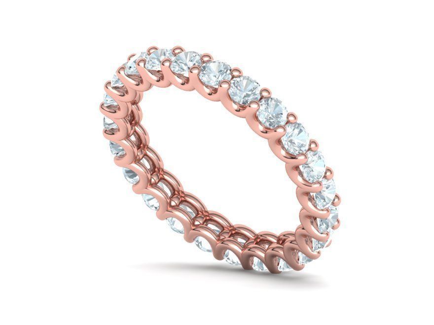 Eternity Diamond Ring  Shared-Claw Band 3dmodel 3D print model_13