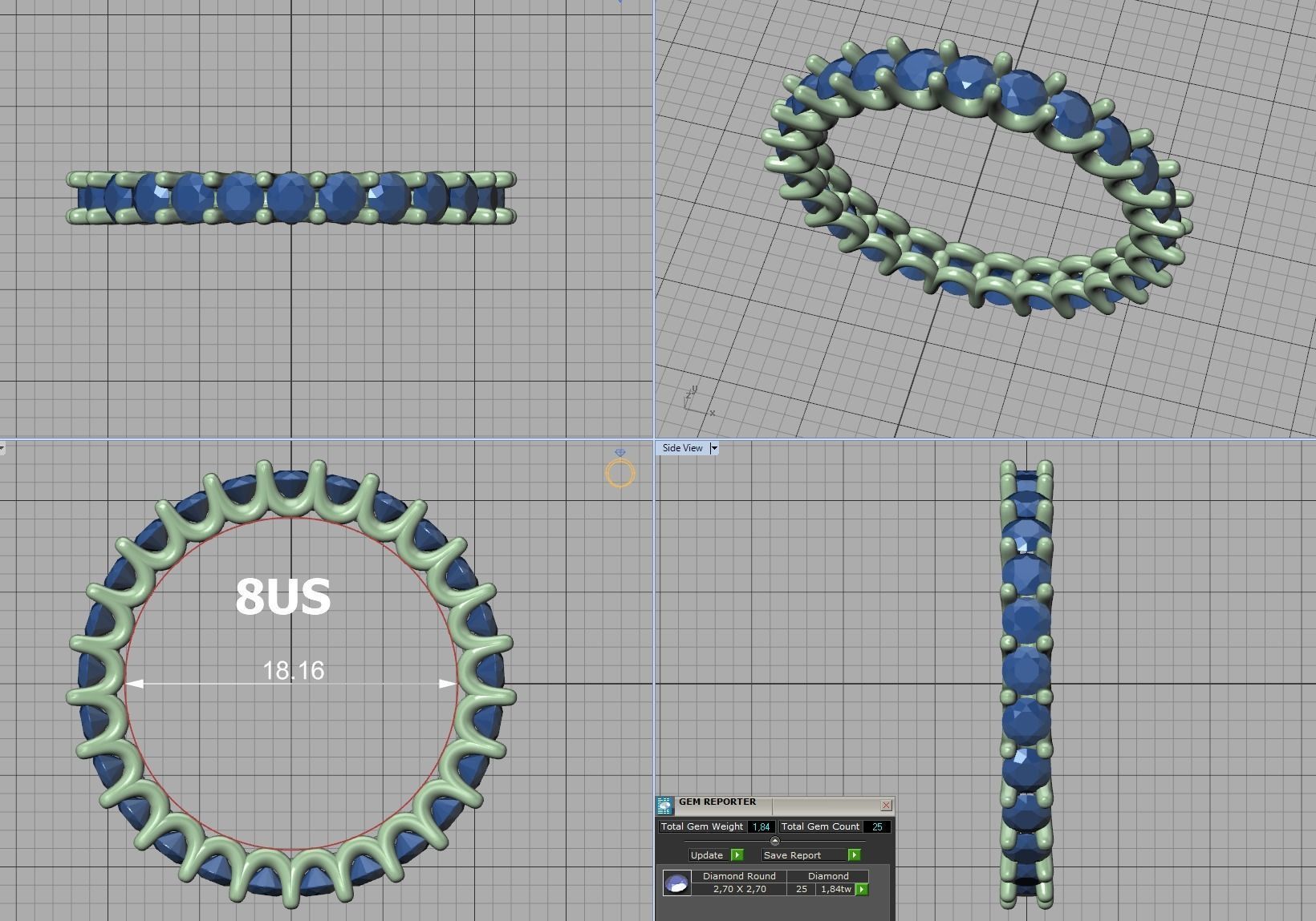 Eternity Diamond Ring  Shared-Claw Band 3dmodel 3D print model_27