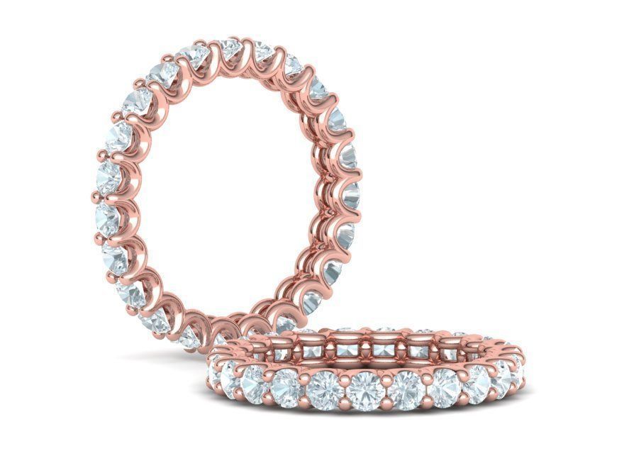 Eternity Diamond Ring  Shared-Claw Band 3dmodel 3D print model_4