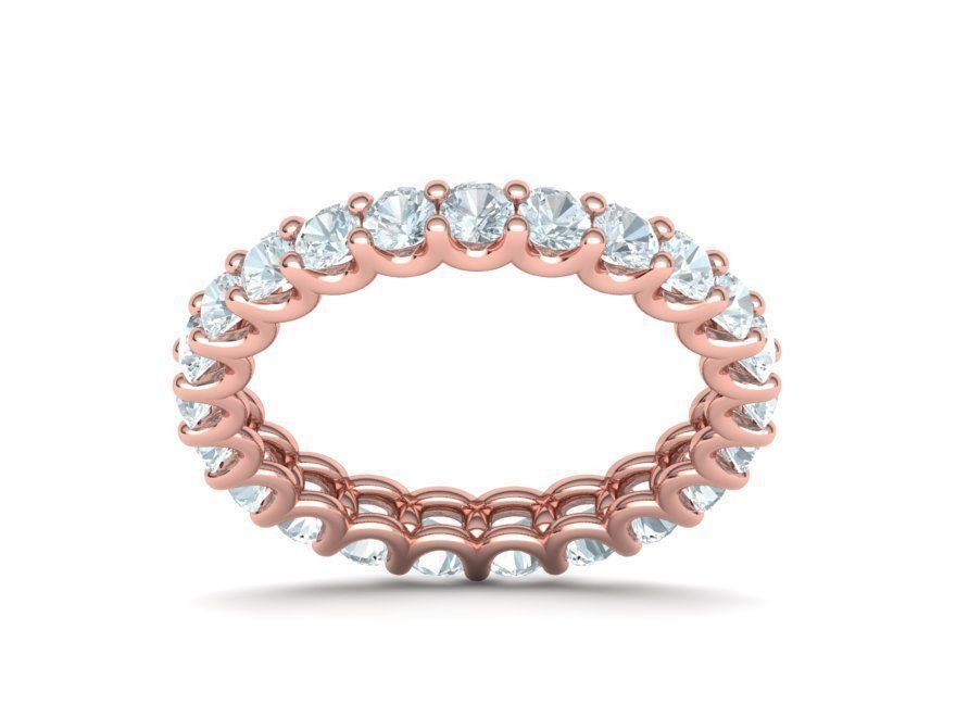 Eternity Diamond Ring  Shared-Claw Band 3dmodel 3D print model_10