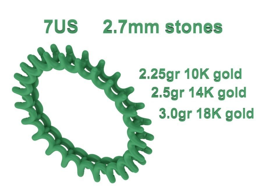 Eternity Diamond Ring  Shared-Claw Band 3dmodel 3D print model_29