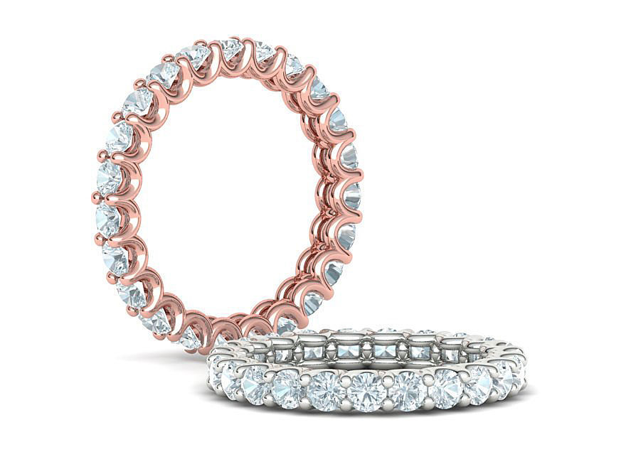 Eternity Diamond Ring  Shared-Claw Band 3dmodel 3D print model_2