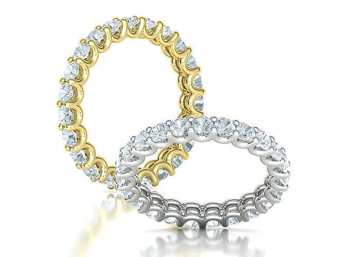 Eternity Diamond Ring  Shared-Claw Band 3dmodel 3D print model