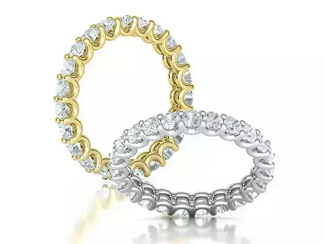 Eternity Diamond Ring  Shared-Claw Band 3dmodel