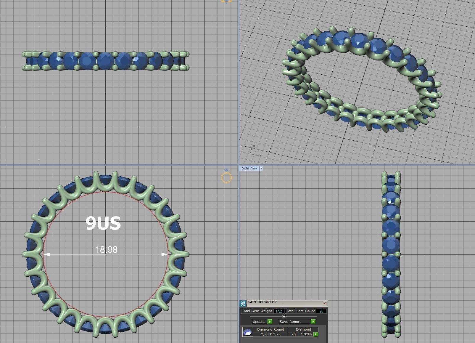 Eternity Diamond Ring  Shared-Claw Band 3dmodel 3D print model_28