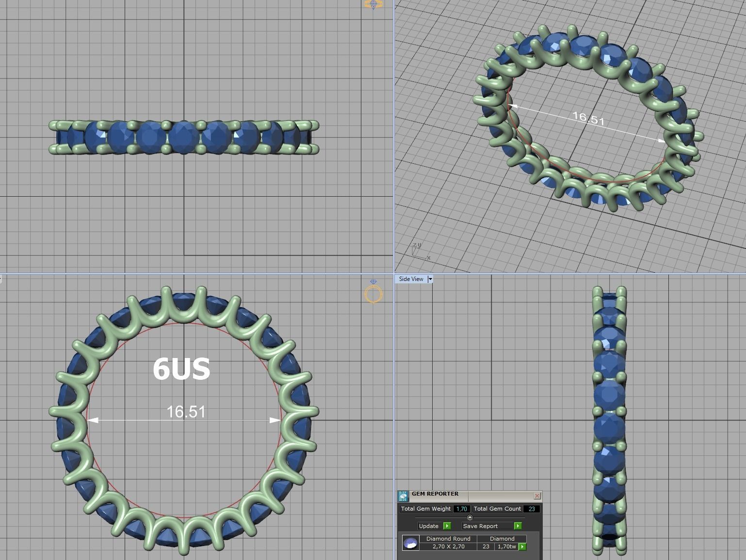 Eternity Diamond Ring  Shared-Claw Band 3dmodel 3D print model_24