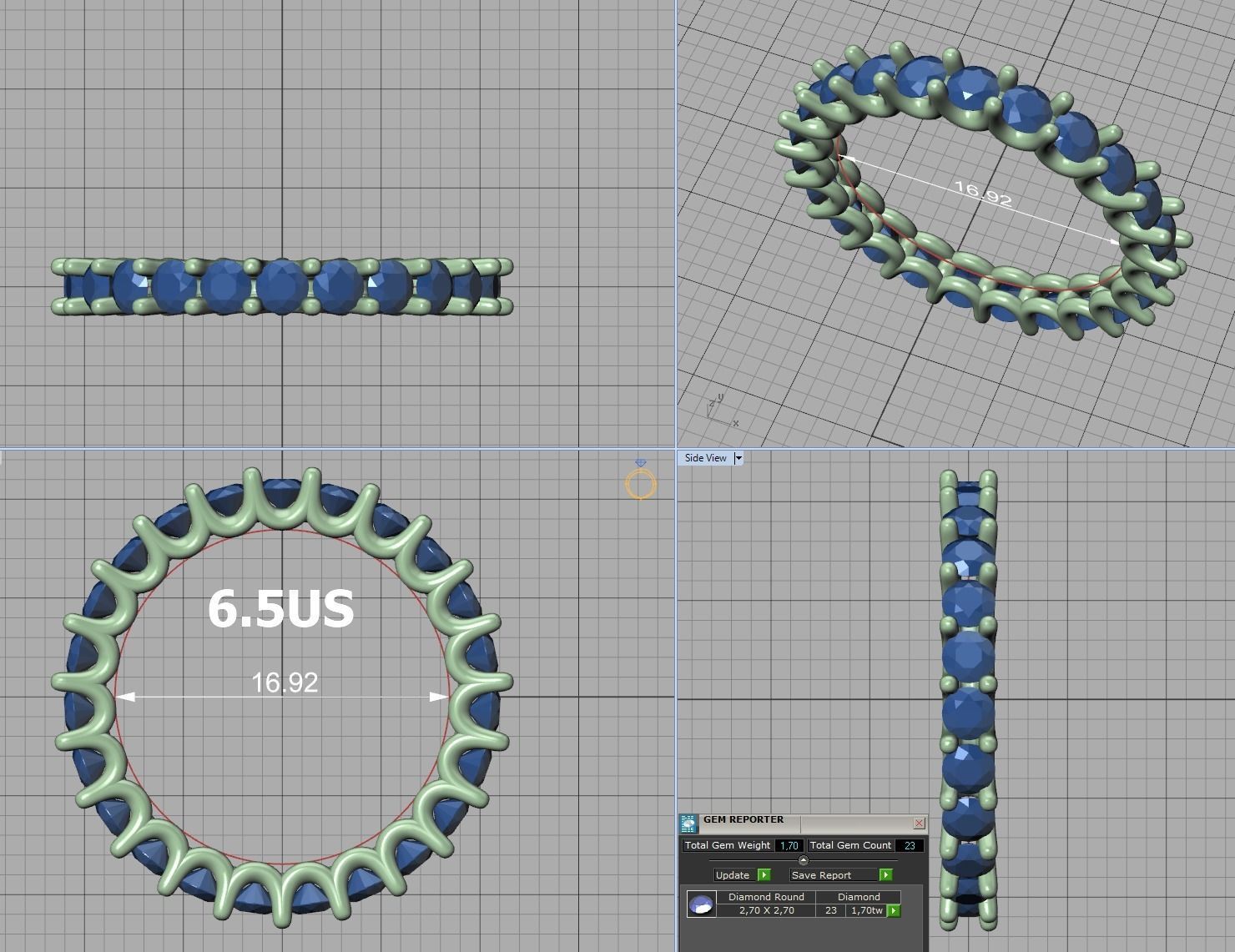 Eternity Diamond Ring  Shared-Claw Band 3dmodel 3D print model_25