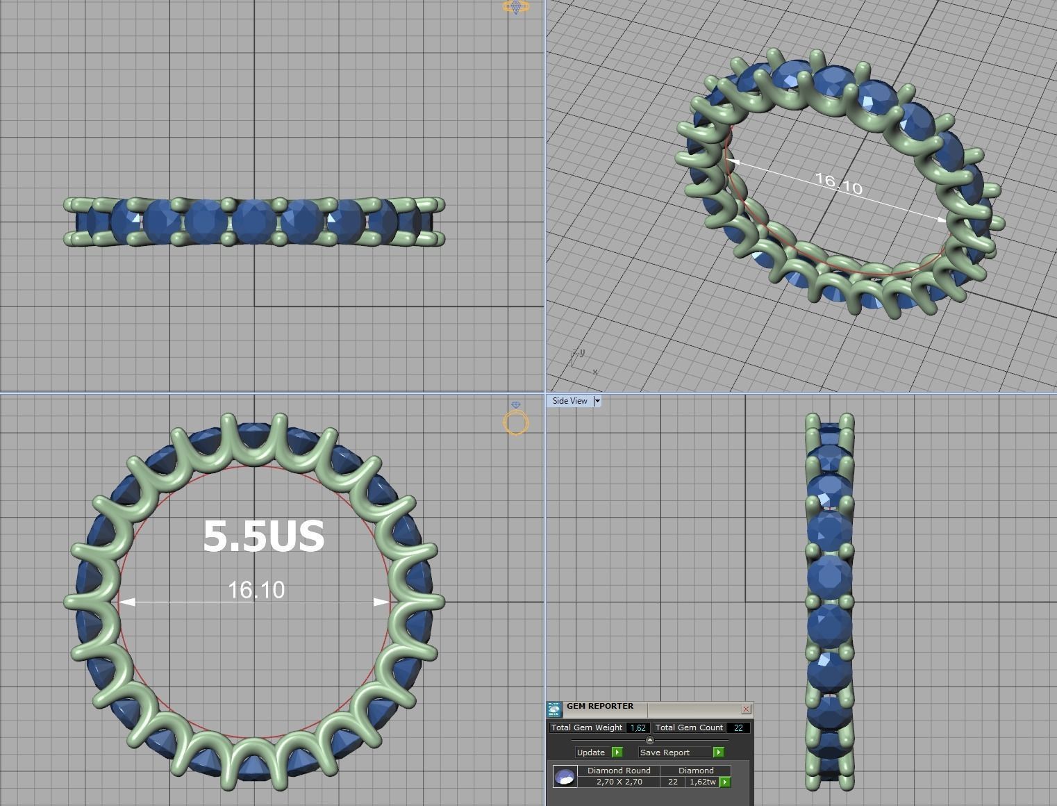 Eternity Diamond Ring  Shared-Claw Band 3dmodel 3D print model_23