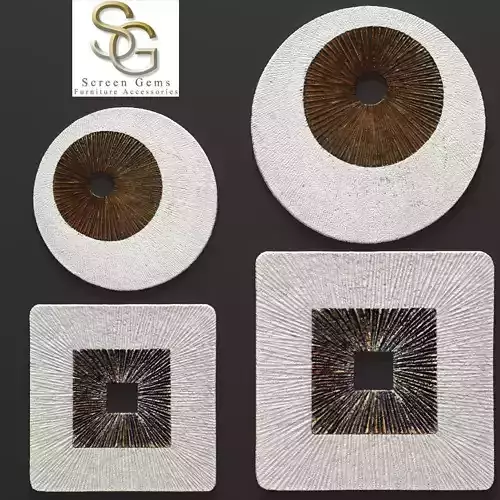 Square Encaved Round Ribbed Wall Art - Set 3D