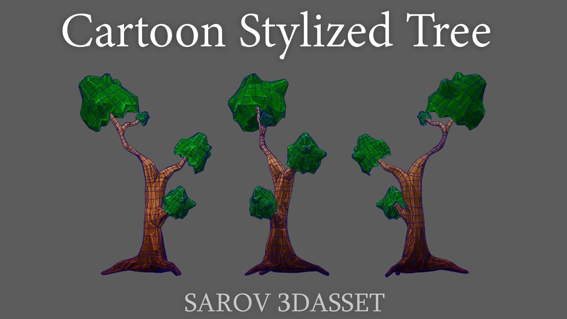 Stylized Cartoon Tree LOWPOLY FOR GAME Low-poly 3D model_1
