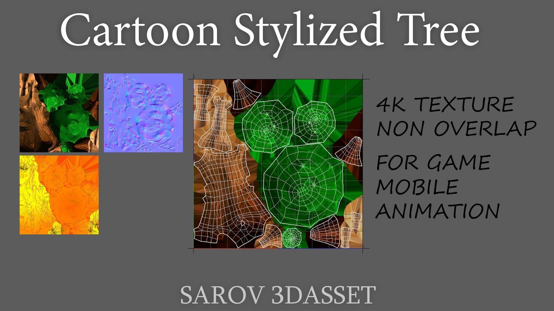 Stylized Cartoon Tree LOWPOLY FOR GAME Low-poly 3D model_5