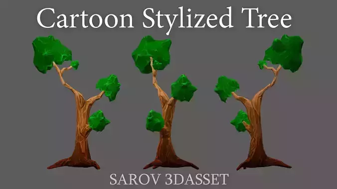 Stylized Cartoon Tree LOWPOLY FOR GAME