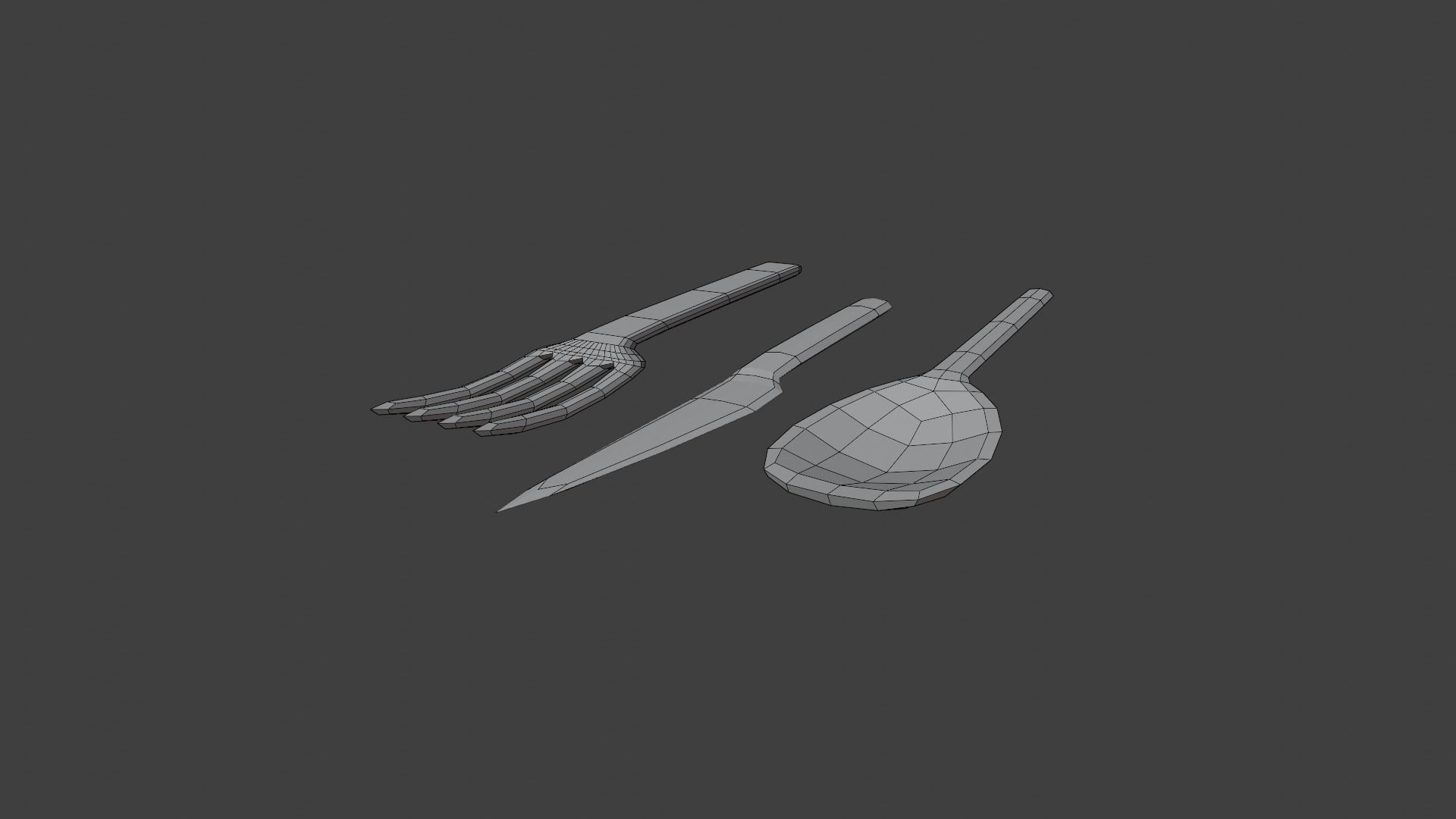 Low Poly Fork Spoon Knife Free low-poly 3D model_1