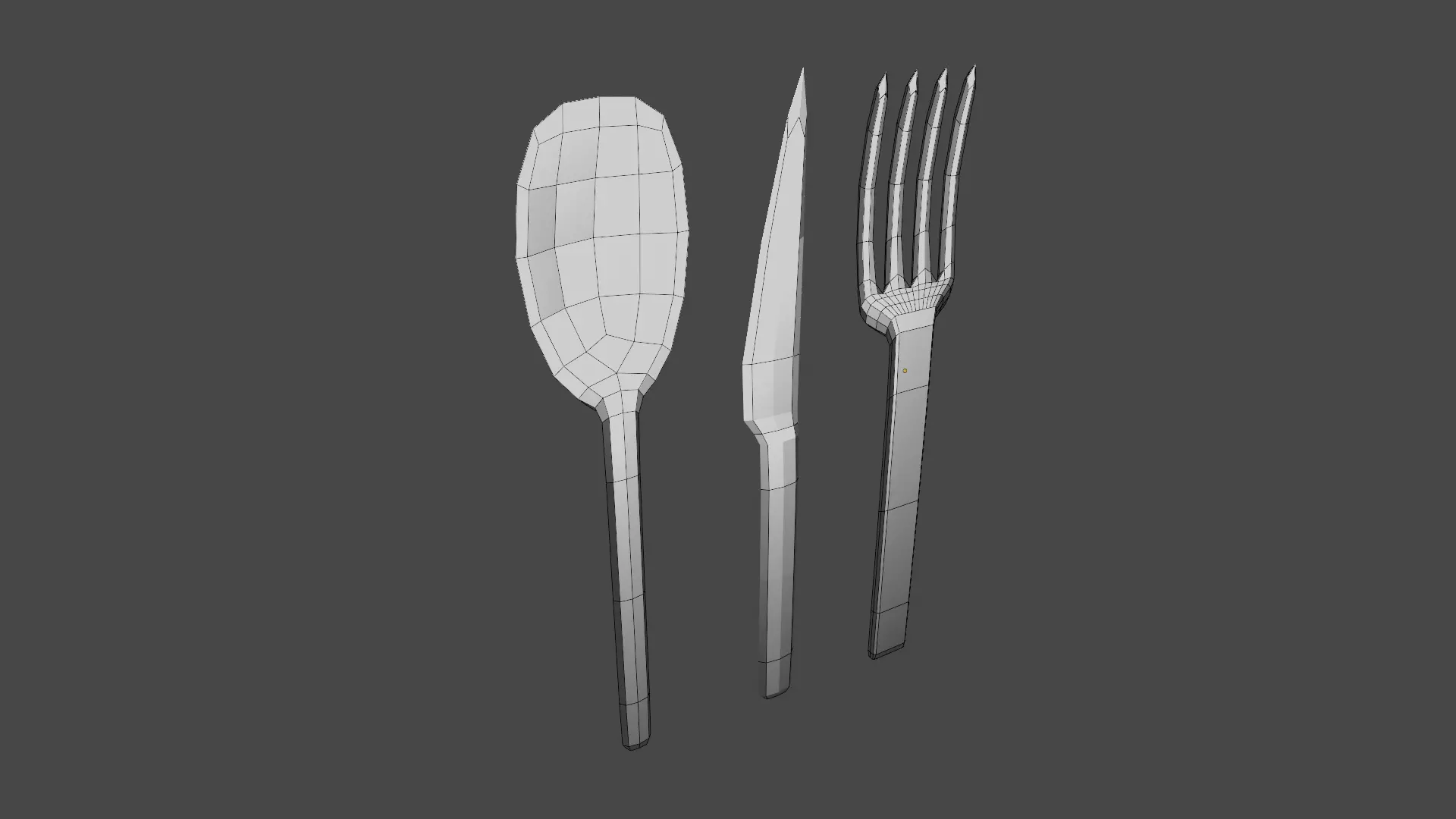 Low Poly Fork Spoon Knife Free low-poly 3D model_0