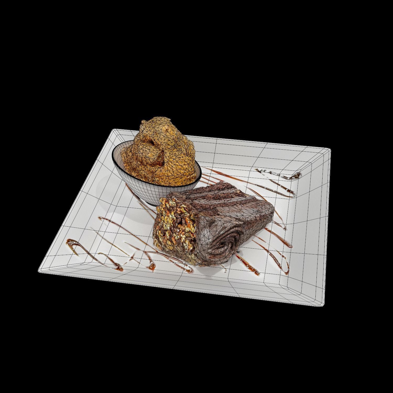 Blackout Chocolate Cake Low-poly 3D model_8