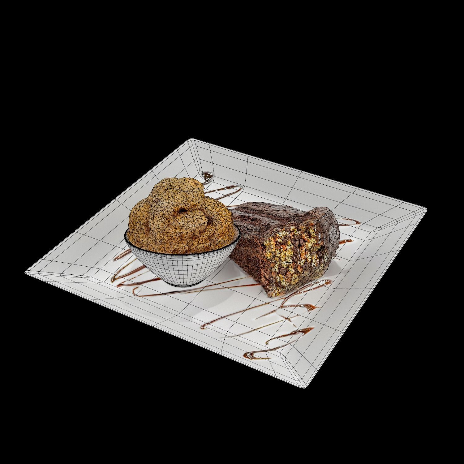Blackout Chocolate Cake Low-poly 3D model_9