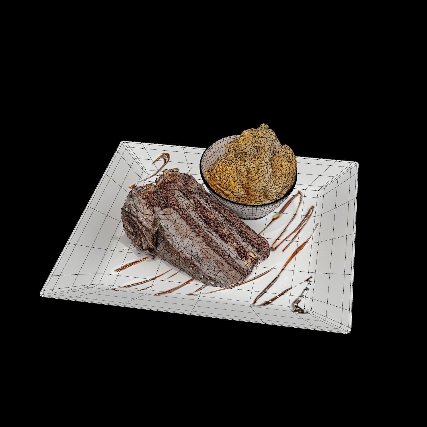 Blackout Chocolate Cake Low-poly 3D model_7