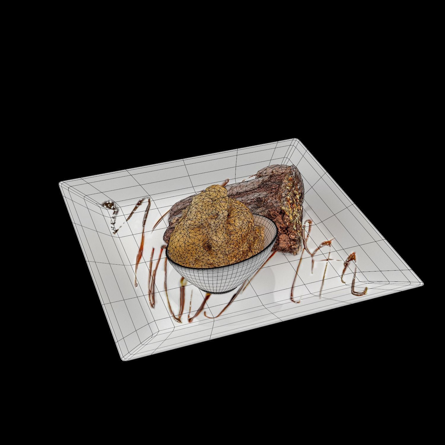 Blackout Chocolate Cake Low-poly 3D model_10